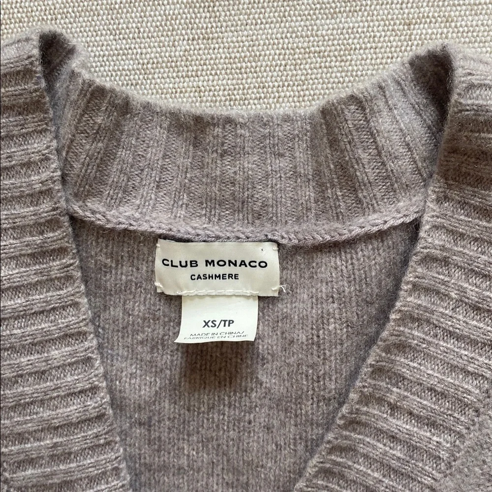 Club Monaco Boiled Cashmere Cardigan Sweater Button Down V-Neck Gray Size XS - Picture 5 of 11